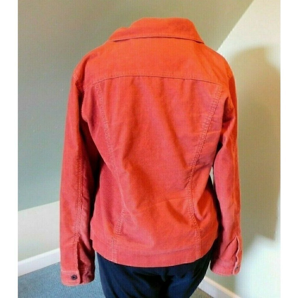 L.L.BEAN ORANGE CORDUROY JEAN JACKET, WOMAN'S SIZE SMALL - Picture 2 of 7